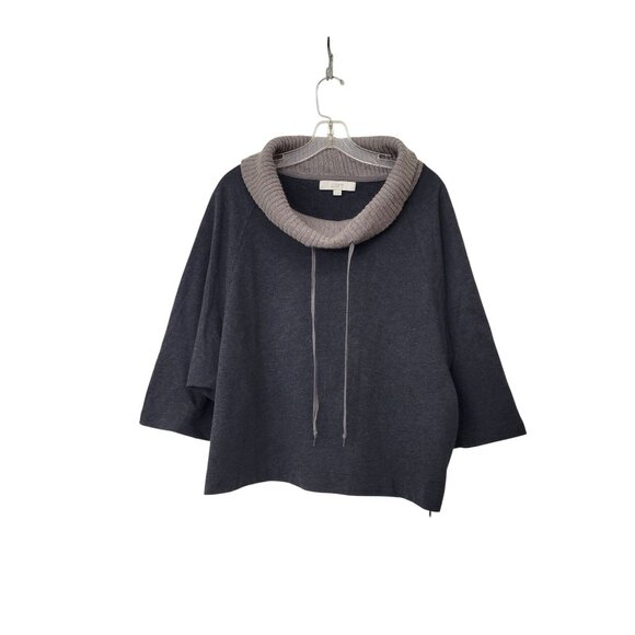 Ann Taylor LOFT Womens Gray Sweater With Ribbed Cowl Neck & Drawstring Size XL - Picture 6 of 6